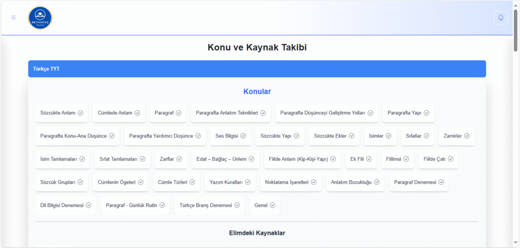 Beyaz Koç Rotam Konu ve Kaynak Takibi